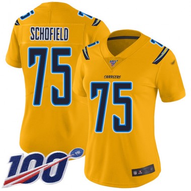Los Angeles Chargers NFL Football Michael Schofield Gold Jersey Women Limited #75 100th Season Inverted Legend->los angeles chargers->NFL Jersey